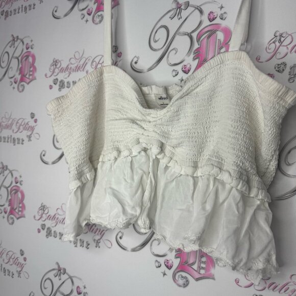 Wilfred top crop ruffle frilly bralette style white cream stretchy boho flowy - Picture 2 of 6